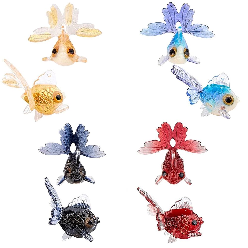 2636 8Pcs 4 Colors Resin Goldfish Charms 3D Simulation Goldfish Charm